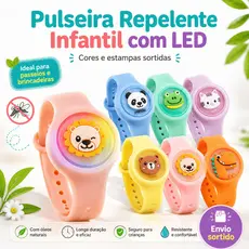 Kit 6 Pulseiras Repelente de Mosquito Infantil com LED | Cores Sortidas, Anti-Pernilongo Portátil