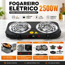 Fogareiro Elétrico 2500 Watts Fogão Cooktop Qualquer Panela qualidade topee