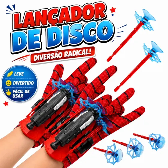 Luva Lança Teia Homem Aranha Infantil Kit com Lançador de Brinquedo para Crianças