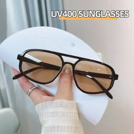 Mulheres Retro Moda Duplo Feixe Óculos De Sol Verão Ao Ar Livre Ultraviole À Prova Sombreamento