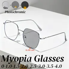 Unissex Moda Retro Fotocromático Miopia Óculos Anti-Luz Azul Perto De Visão HD Quadros Quadrados Curta