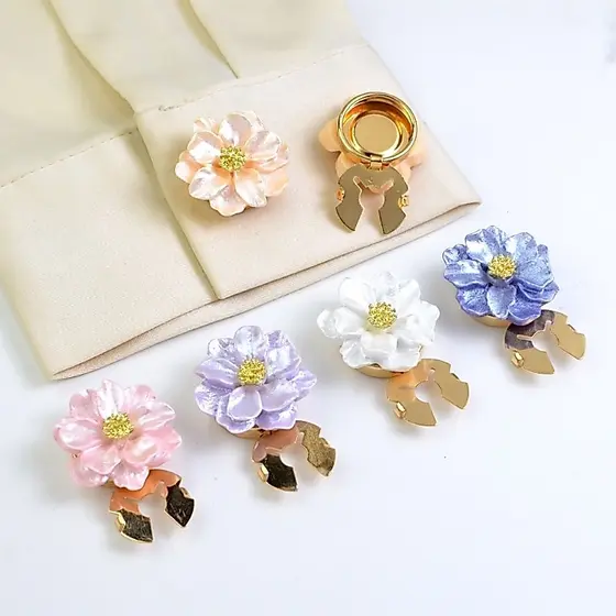 Abotoaduras De Flores Peroladas DLAY Cobrem Clipe De Botão Decorativo Para Vestido De Camisa Uniforme