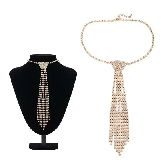 DLAY Colar Pré-Amarrado Legal Com Strass Para Festas De Coquetéis De Máscaras