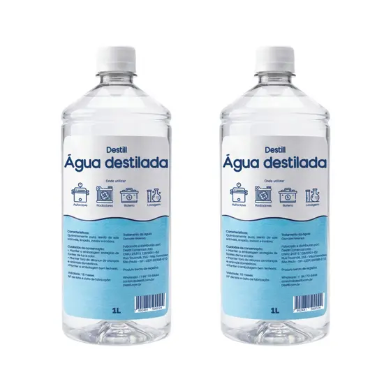 2 Destill Água Destilada Garrafa 1 Litro autoclave Cpap Desmineralizada softwater asfer