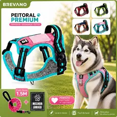 Colete Peitoral Pet Premium Com Guia Reforçado Refletivo Para Cães Antipuxão