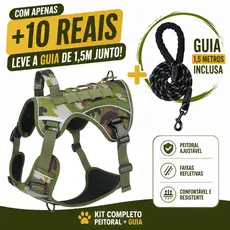 Peitoral Colete com Guia para Cães Médios e Grandes - Refletivo e Ajustável com Alça Fácil de Agarrar