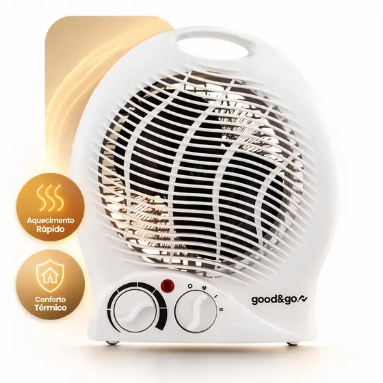 Aquecedor Eletrico Portatil 2000W Ambiente Residencial Termo Ventilador Ar Quente e Frio 110V 220V