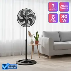Ventisol Turbo 6 Ventilador de Coluna 40cm Preto Oscilante Altura Ajustavel Silencioso