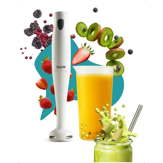 Mixer 2 em 1 Elgin Batedor Misturador Bebidas Vitaminas 200w Com Copo Branco 110v 220v