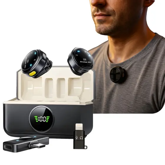 Kit Microfone de Lapela Sem Fio para Celular (Android e Iphone) – Áudio Profissional