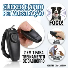 Clicker E Apito Pet Adestramento 2 Em 1 Treinamento Cachorro