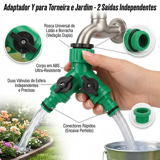 Jardim 2 Saídas Y Adaptador Para Conector Rápido De Torneira