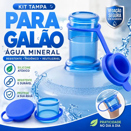 Kit 4un Tampa Para Galão Água Mineral Resistente Silicone