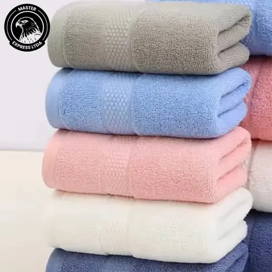 Kit 4 Toalhas de Banho 70x140cm 100% Algodão, Cinza Azul Rosa e Branco Padrão Hotelaria Luxo Grossa