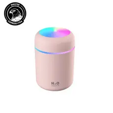 Mini Umidificador de Ar Portátil com LED Colorido – 300ml, Ideal para Casa Carro Cor Rosa
