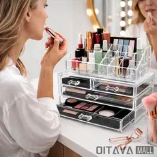 Porta Maquiagem Make Cosméticos Multiuso Perfume Prateleira 3 Andares 4 Gavetas Organização Completa