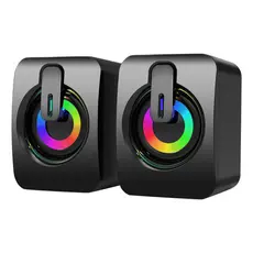 Caixa de Som Gamer RGB USB Potente para PC e Notebook Áudio Estéreo 2.0 com Controle de Volume