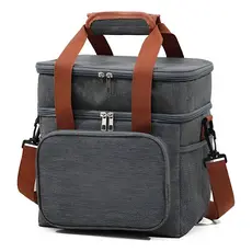 Bolsa Marmiteira Térmica Grande Com Alça E 3 Bolsos Preto