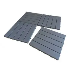 Kit Deck Modular Plástico Listrado 30x30cm Preto e Cinza