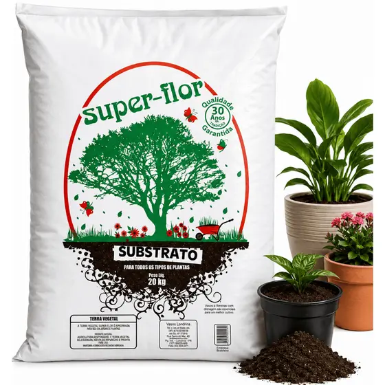 Substrato para Todos os tipos de Plantas Jardim Jardinagem Plantio Flores Vasos SuperFlor 20Kg