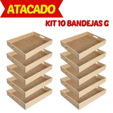 Kit 10 Bandeja Café da Manhã G 40x28.5x6cm Cantinho do Café Cesta para Presente Com Alça Vazada