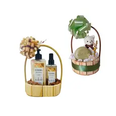 Kit 20 cesta de Madeira Pinus 10 oval + 10 redonda com alça cesta para presente
