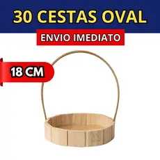 Kit 30 Cestas Oval 18 Centímetros de Madeira Cesta Para Presente