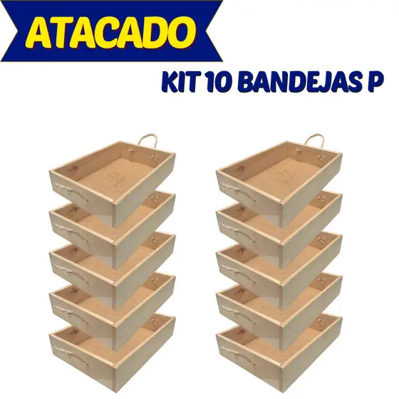 Kit 10 Bandeja Café da Manhã P 27x20x6cm Cantinho do Café Cesta para Presente Com Alça de Sisal