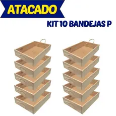 Kit 10 Bandeja Café da Manhã P 27x20x6cm Cantinho do Café Cesta para Presente Com Alça de Sisal