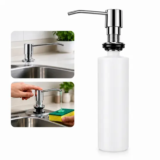 Dispenser Detergente Embutido Pia Cozinha 500ml Inox Sabão