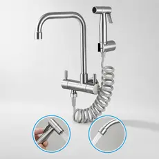 Torneira Com Ducha De Mão Aço Cozinha Parede Pia Lavanderia