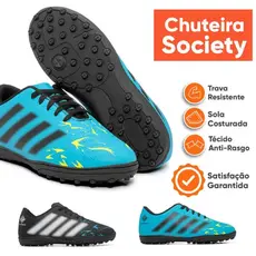 Chuteira Futsal e Society Costurada Antiderrapante Confortável para Quadra e Salão Reforçada