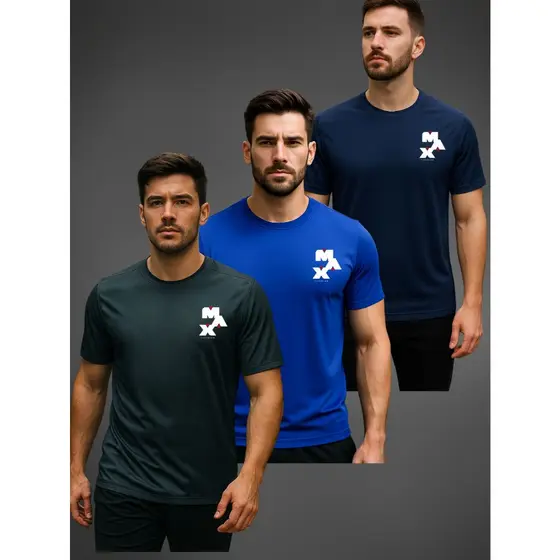 Kit com 3 Camisas Dry Fit MAX 02 Ultra Fit Para Treino Academia e Esportes