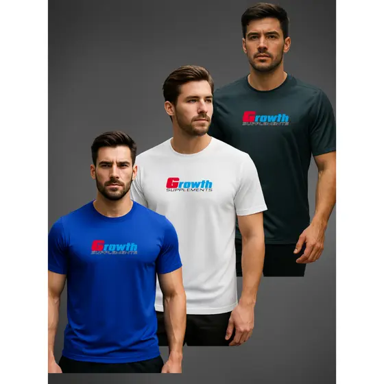 Kit com 3 Camisas Dry Fit GrotH 03 Ultra Fit Para Treino Academia e Esportes