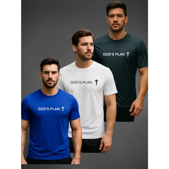 Kit com 3 Camisas Dry Fit GOD'S PLAN 01 Ultra Fit Para Treino Academia e Esportes