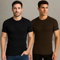 Kit 2 Camisetas Canelada Americana Masculina Slim Justa