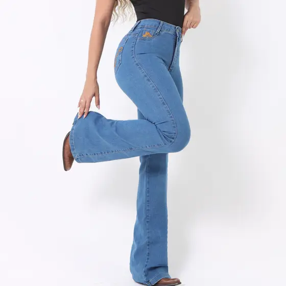Calça FLER BORDADA Texana Montaria Jeans Grosso com Lycra Rodeio