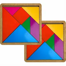 kit 2 tangram brinquedo pedagógico jogo educativo infantil de madeira colorido tabuleiro
