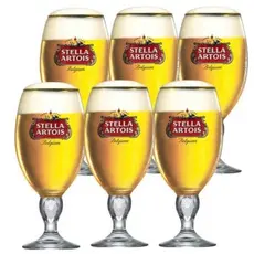 Jogo 6 Taça De Vidro Cristal Stella Artois Belgium para Cerveja Chopp 315ml