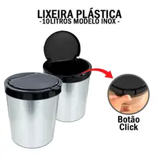 Lixeira Cesto Inox 10L Cozinha Banheiro | Redondo Click Não Enferruja Com Tampa Compacta