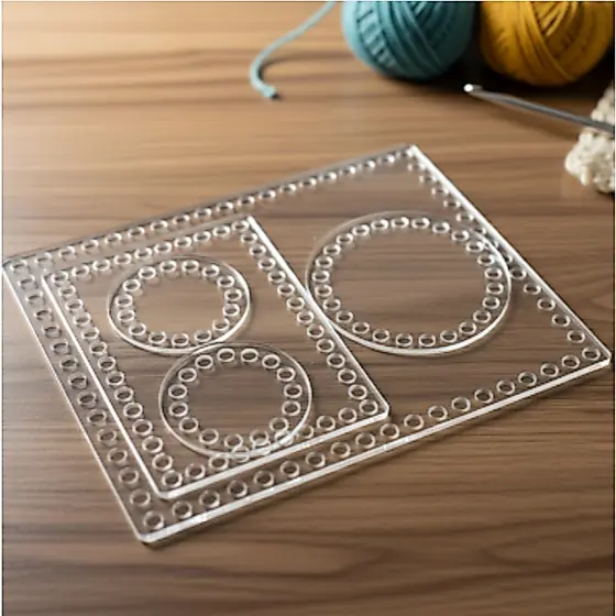 Kit 5 Base Para Crochê em Acrílico 2mm Transparente 5 Peças Alta Qualidade