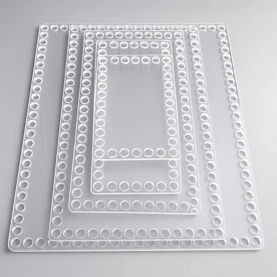 Base Acrílica Para Crochê Cestos Fio De Malha Retangular Transparente