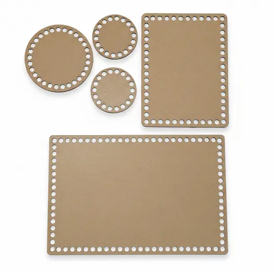 Kit 5 Peças Base Para Crochê em MDF Cru 3mm Higiene Bebê Fio De Malha