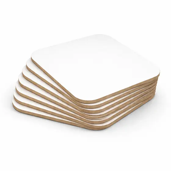 Kit 100 Quadrado MDF Branco com Ponta Arredonda 3MM Varios Tamanhos