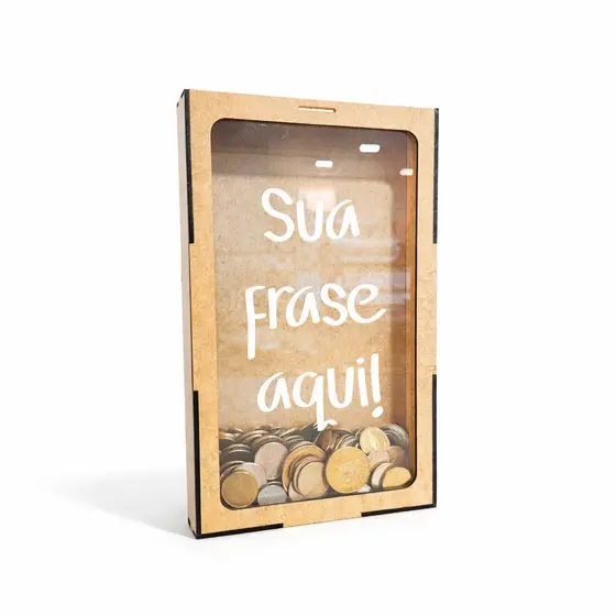 Cofre Quadro em MDF Com Visor Personalizado Acrílico Decorativo