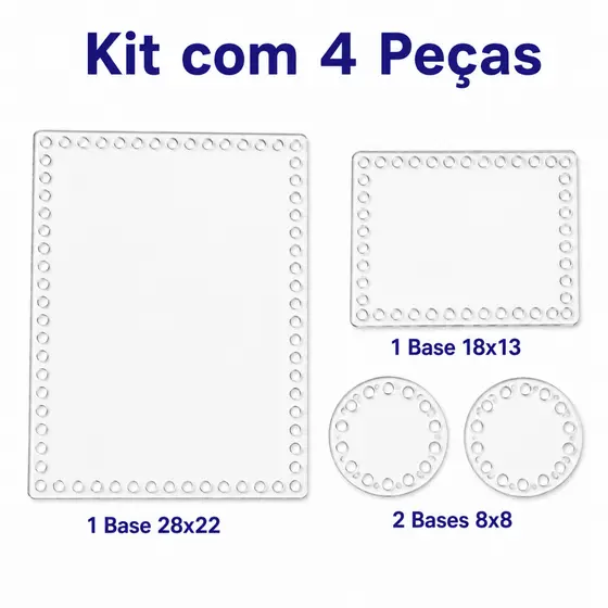 Kit 4 Bases Para Crochê Acrílico Transparente 2mm Kit Higiene Artesanato