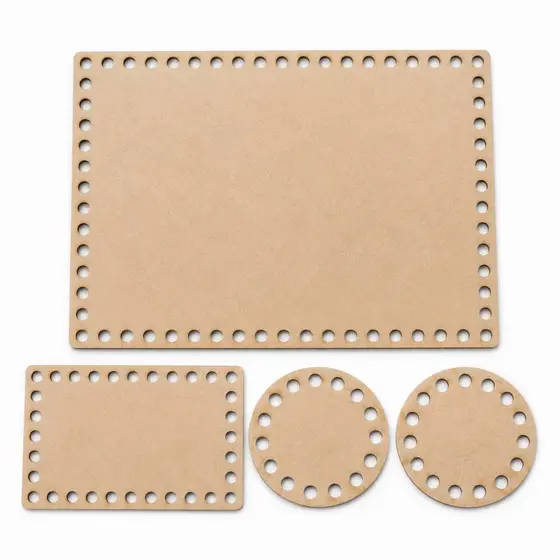 Kit 4 Bases Para Crochê MDF Cru Fio de Malha Higiene Bebê
