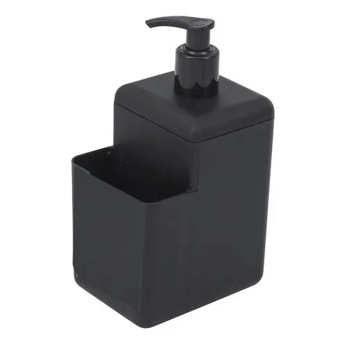 Dispenser de Detergente Preto Para Pia com Suporte de Bucha e Esponja