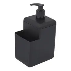 Dispenser de Detergente Preto Para Pia com Suporte de Bucha e Esponja