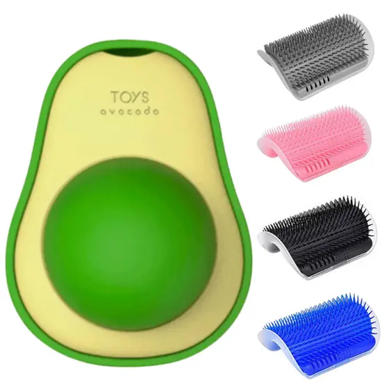 Kit Abacate Brinquedo Catnip Para Gatos + Escova Sortida Pet Para Tira Pelos e Massagem/ Coçador de Parede Para Pet -WYL